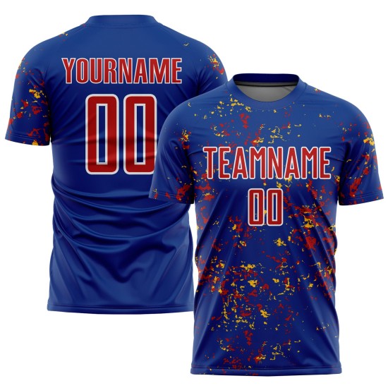 커스텀 축구 로얄 유니폼 조각 승화 추상 레드 골드 아트 저지