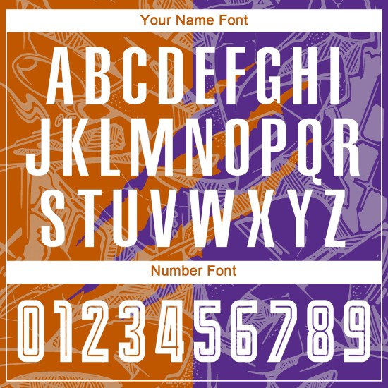 텍사스 승화 커스텀 스크래치 그래피티 유니폼 축구 패턴 오렌지-보라색 저지 텍사스 승화 커스텀 스크래치 그래피티 유니폼 축구 패턴 오렌지-보라색 저지