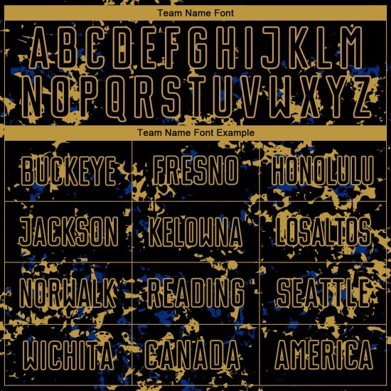 조각 승화 유니폼 저지 추상 축구 아트 맞춤형 블랙 골드-로열 올드