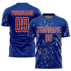 저지 블루 커스텀 축구 골드 라이트 승화 아트 추상 유니폼 조각 올드 로열 레드