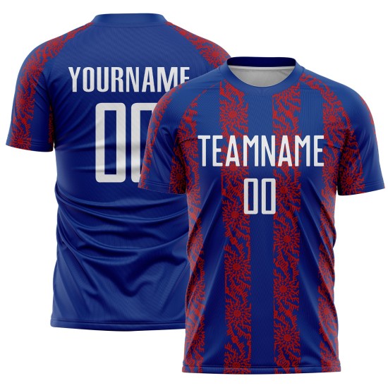 로얄 추상 저지 모양 흰색-빨간색 축구 유니폼 맞춤 승화 인쇄