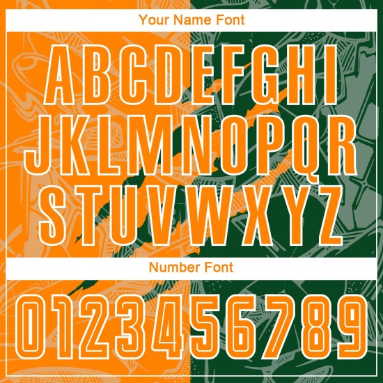 저지 커스텀 그래피티 축구 승화 스크래치 오렌지-그린 베이 패턴 유니폼