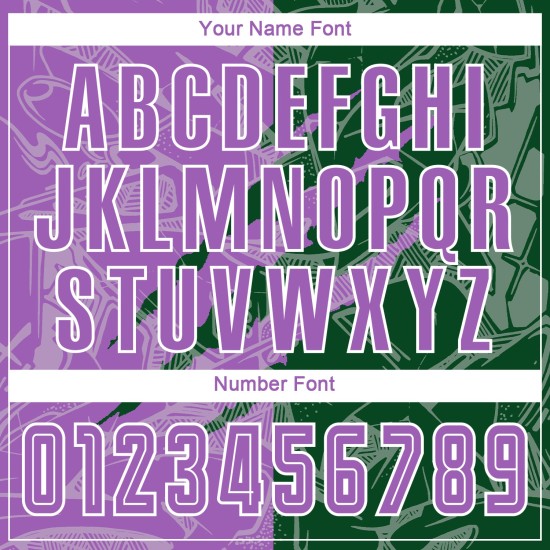 커스텀 스크래치 패턴 중형 승화 축구 유니폼 그래피티 저지 보라색-녹색