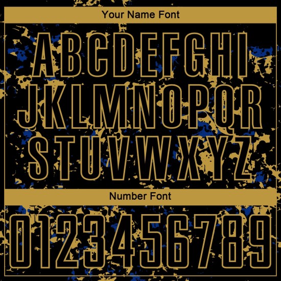 조각 승화 유니폼 저지 추상 축구 아트 맞춤형 블랙 골드-로열 올드